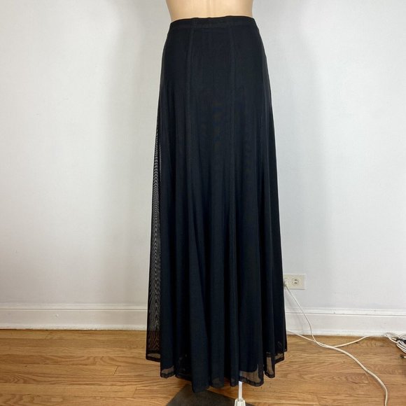 Veronique Young Stretch Mesh Maxi Skirt Sz 10 Made in USA Goth Grunge 90s Y2K - Picture 5 of 7